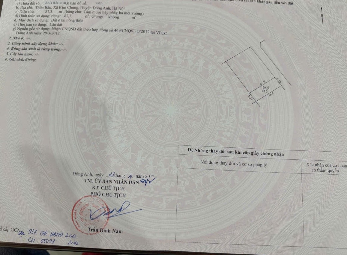 Bán đất phố Kim Chung, Đông Anh 87m2, MT 5m5 sát chợ, oto vào giá rẻ.