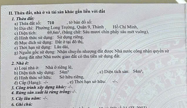 Bán 70m2 đất full thổ cư, Nguyêmx Duy Trinh, Quận 9 giá 3,05 tỷ