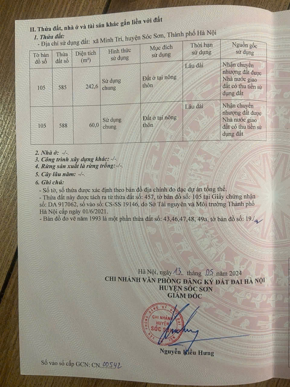 Bán Đất 1.6 Tỷ 2 Mặt tiền Full Thổ CƯ KIM ANH - SÓC SƠN
