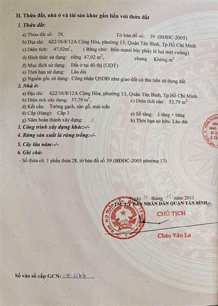 Cần Bán Nhà hẻm 622 đường Cộng Hoà,Phường 13,Quận Tân Bình
