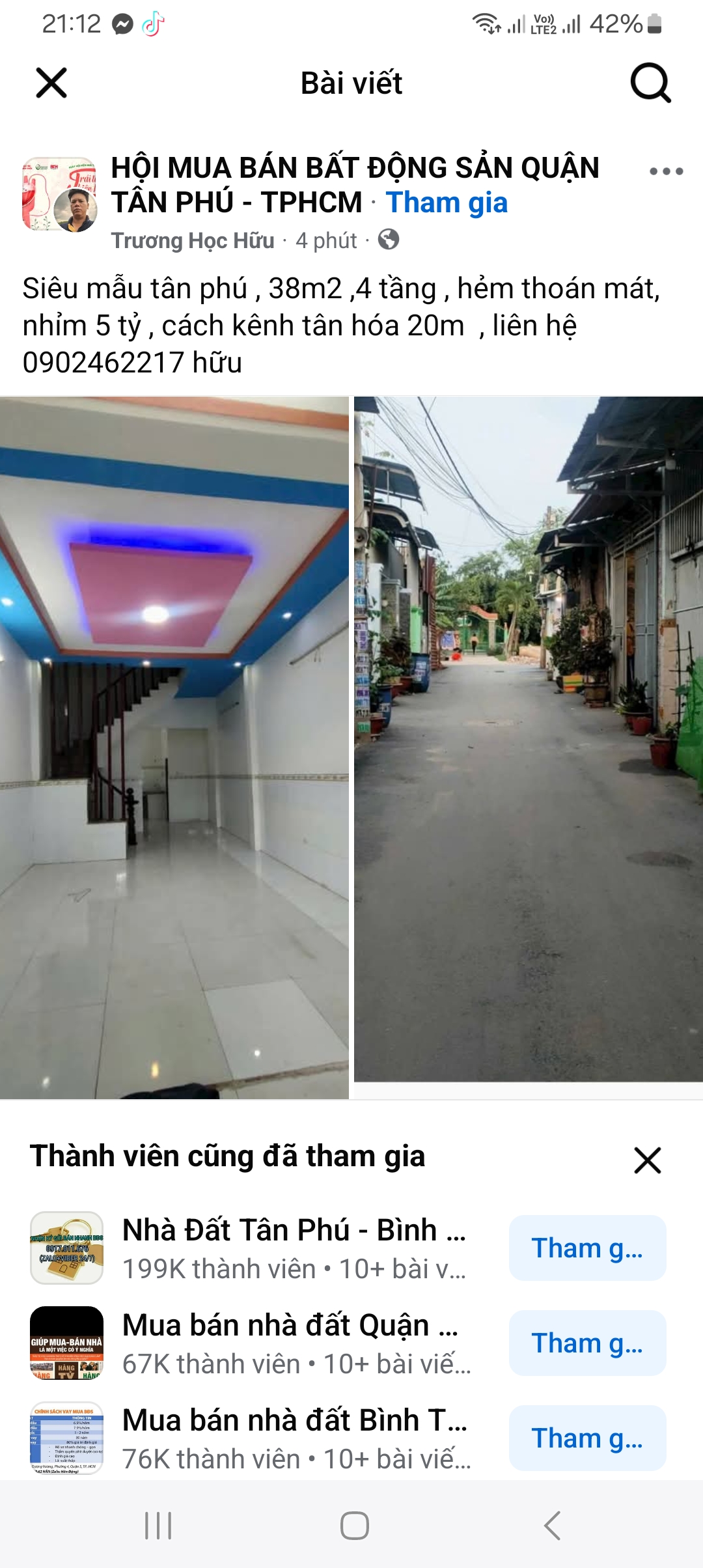 Siêu mẫu tân phú , Dt 38m2  , 4 tầng  , hẻm thoáng mát , gần kênh tân hóa