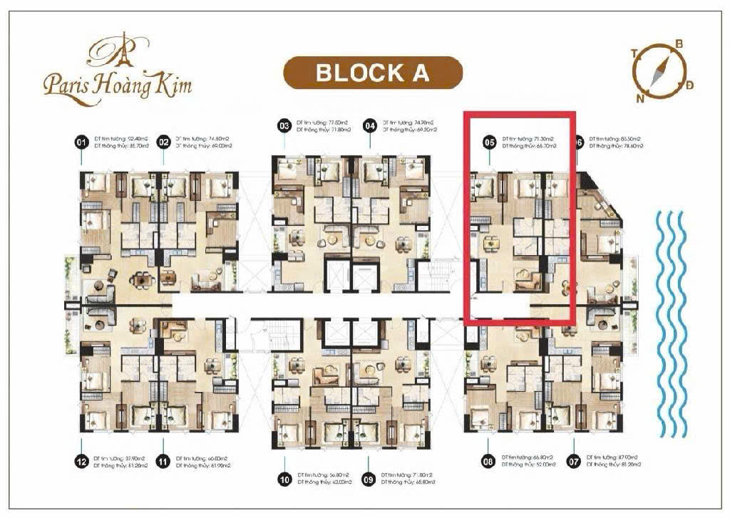 Căn hộ cao cấp paris hoàng kim, trung tâm Q2 , 
72m2 (8x9) 2 PN chỉ 6,5 tỷ