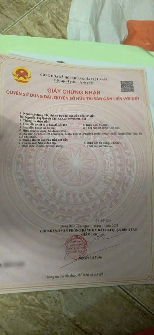 Bán nhà mới 2 tầng DT 4X14(56M2)-Liên khu 4-5 Bình Tân