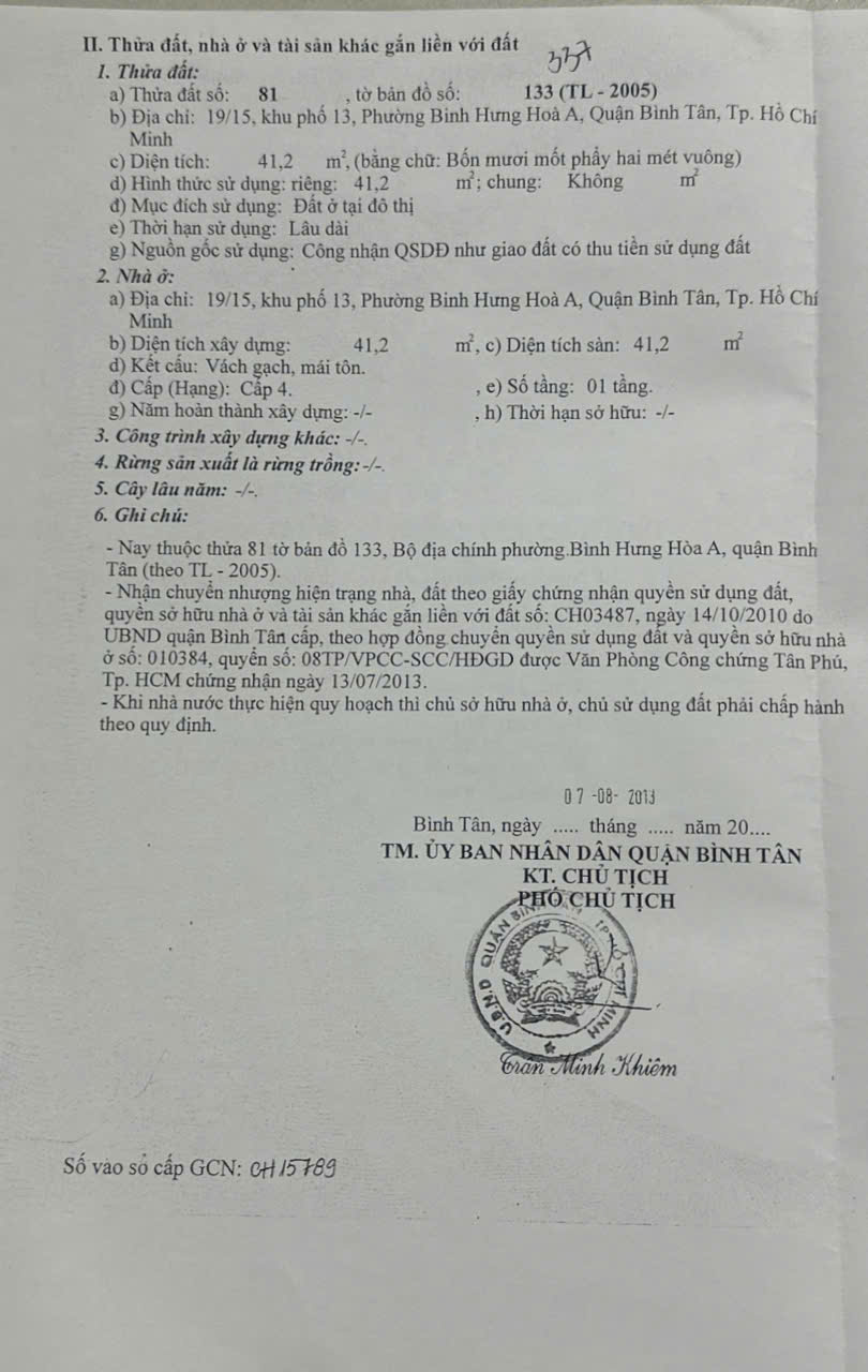 Bán nhà 2 tầng, SHR, Lê Văn Quới, 48m2, không ngập nước