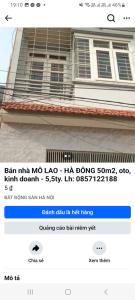 Bán nhà MỖ LAO - HÀ ĐÔNG 50m2, oto, kinh doanh - 5,5ty. LH: 0857122188