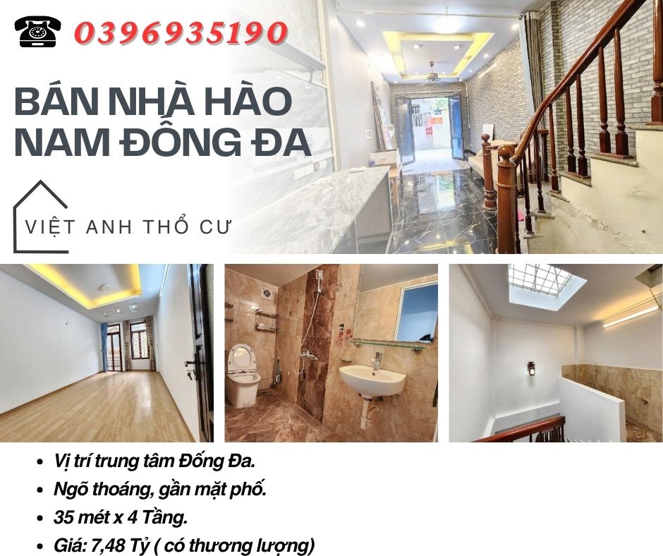 Bán nhà Hào Nam Đống Đa, Vị Trí Gần Mặt Phố, Nhà Dân Xây, 35mx4T, Giá: 7,48 Tỷ, Lh: 0396935190.