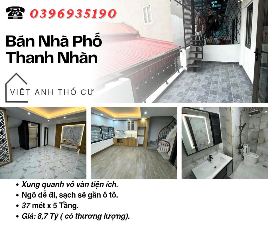 Bán nhà phố Thanh Nhàn, Trước Nhà Rộng, Thang Máy Xịn, 37mx5T, Giá: 8.7 Tỷ, Lh: 0396935190.