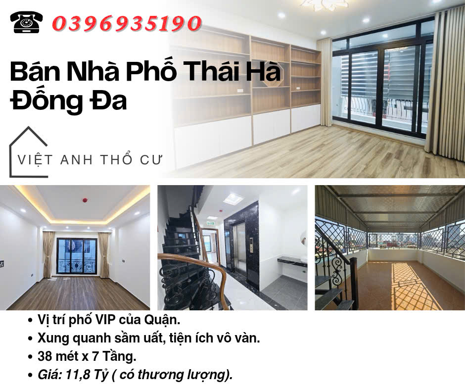 Bán nhà Phố Thái Hà, Nhà Thang Máy, Ngõ Đẹp, 39mx7T, Giá: 11.9 Tỷ, Lh: 0396935190.