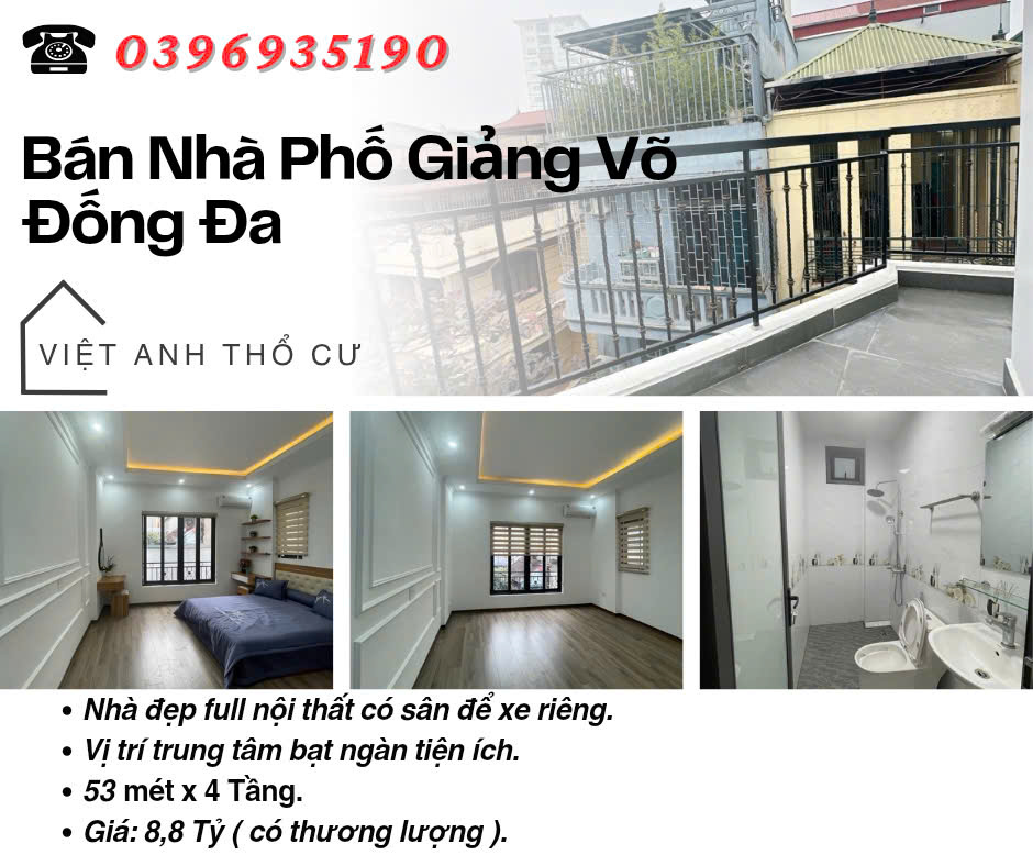 Bán nhà Giảng Võ Đống Đa_Hai Mặt Thoáng_Nhà Nội Thất Đẹp_53mx4T_Giá: 8.8 Tỷ, Lh: 0396935190.