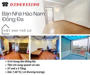 Bán nhà Hào Nam Đống Đa, Nhà Dân Xây, Vị Trí Đẹp, 37mx5T,  Giá: 7,48 Tỷ, Lh: 0396935190.