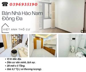 Bán nhà Hào Nam Đống Đa, Vị Trí Đắc Địa, Dân Cư Văn Minh, 28mx5T,  Giá: 6,7 Tỷ, Lh: 0396935190.