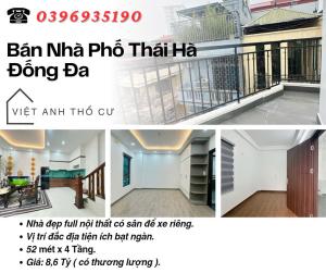 Bán nhà Thái Hà Đống Đa_Nhà Full Nội Thất_Có Sân Để Xe_52mx4T_Giá: 8.6 Tỷ, Lh: 0396935190.