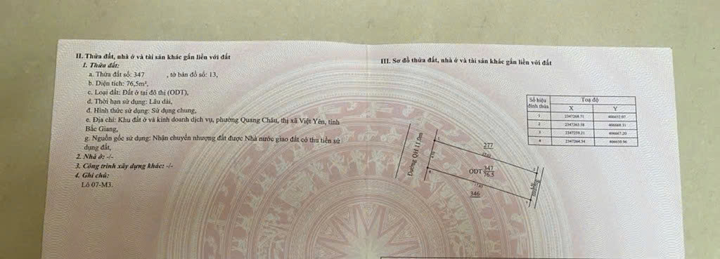 Đất kcn Quang Châu, Việt Yên Bắc Ninh 77m, giá chỉ 3.x tỷ.