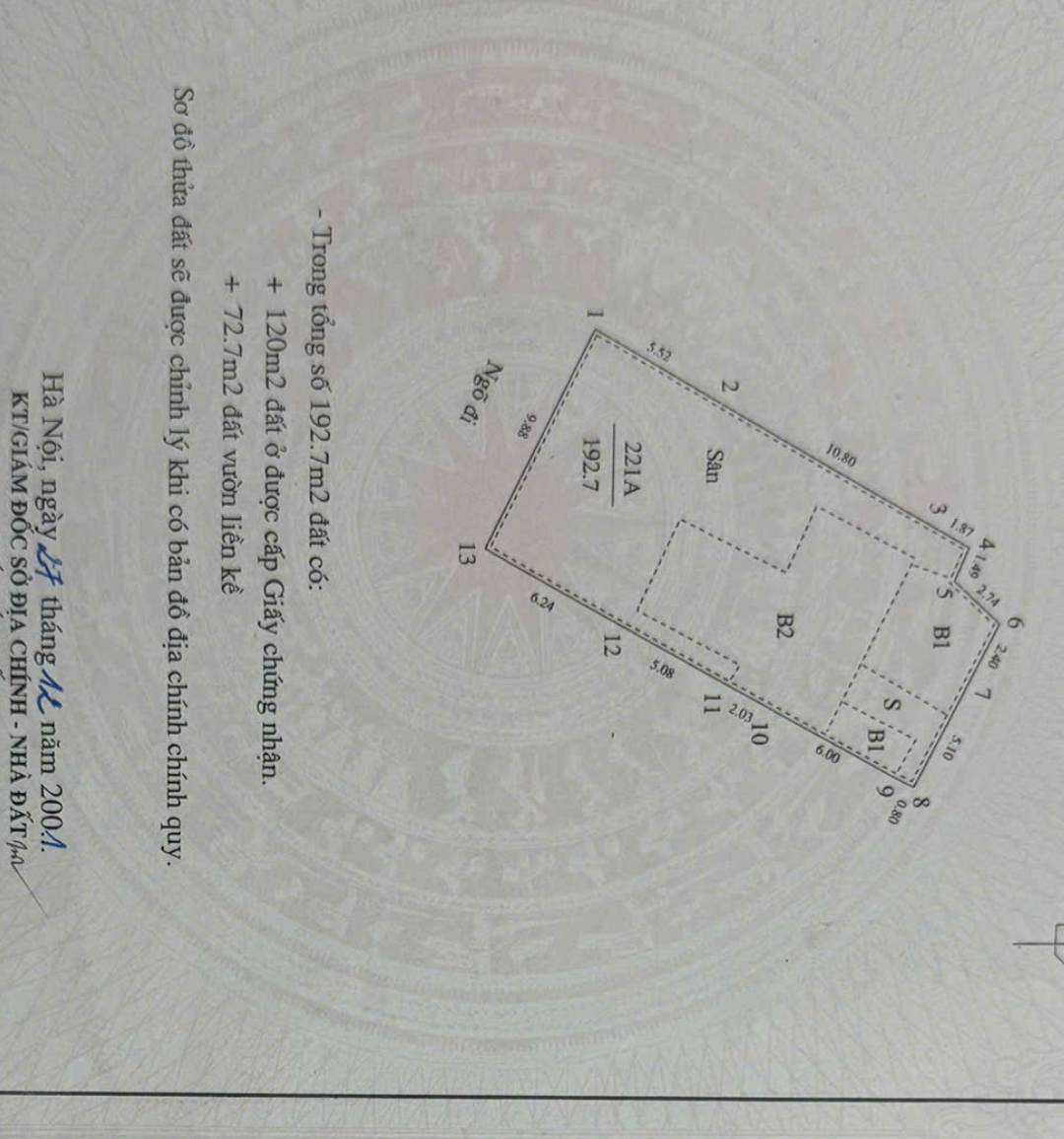 Bán gấp đất 9.9m*19.5m mặt ngõ cách phố150m quận Hai Bà Trưng, giá rẻ