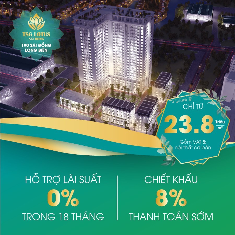 CĐT bán căn hộ CC 2PN 2VS 72m2 giá 27tr/m2 trung tâm Long Biên. Hỗ trợ vay 70% GTCH